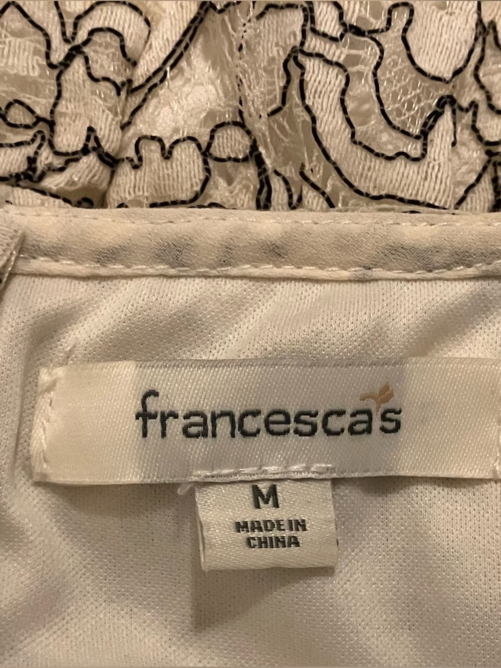 Francesca’s Lace Flounce Overlay Dress Cream/Black-Medium - Picture 6 of 9